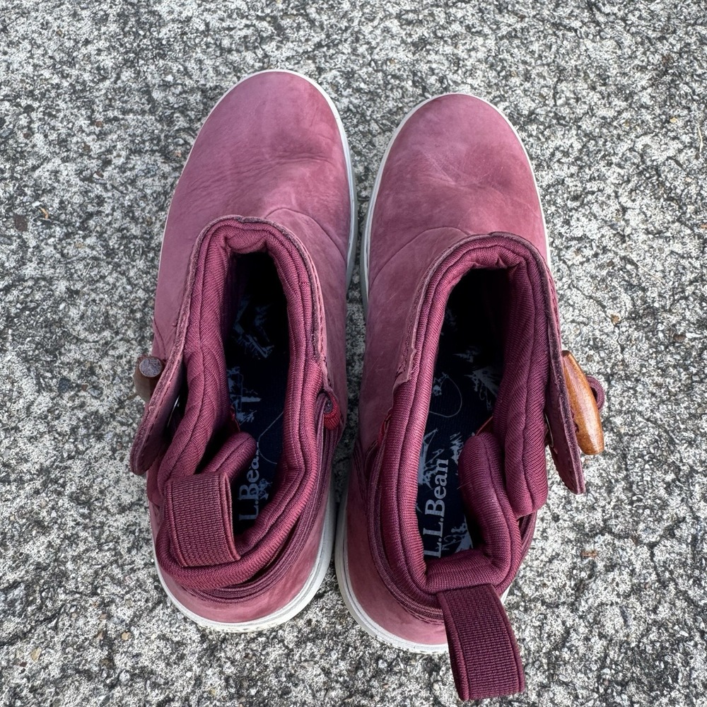 LL Bean Mountainside Toggle Boots Women's 7 M Red Suede‎ Pull On Booties - Picture 6 of 13